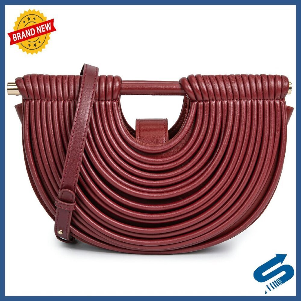 Woven Vegan Leather Evening Clutch Purse Shoulder Crossbody Bag